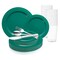 Solid Green Holiday Round Disposable Plastic Wedding Value Set (20 Settings)
